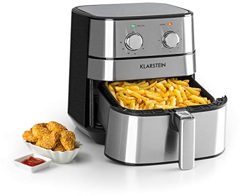 Klarstein AeroVital - Friteuse à air chaud, 5,4L, 1700W, Thermostat, Timer, Acier inoxydable, argent