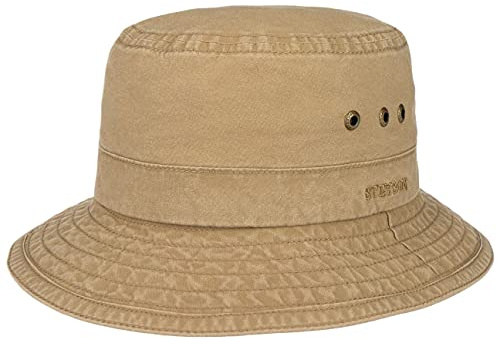 Stetson Reston Freizeithut Damen Herren Schlapphut Bio-Baumwolle Packable Baumwollhut 40-facher UV-Schutz Frühjahr Sommer Dunkelbeige XXL (62-63 cm)