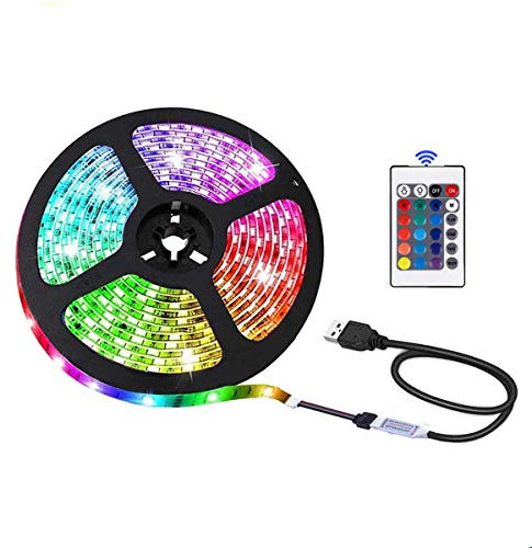 USB LED Strip Lights with 24 Keys Remote Control, 4M/13.12FT,5050RGB, 5 Volts,Safe and Touchable,DIY Indoor/Outdoor (4M/13.12FT)