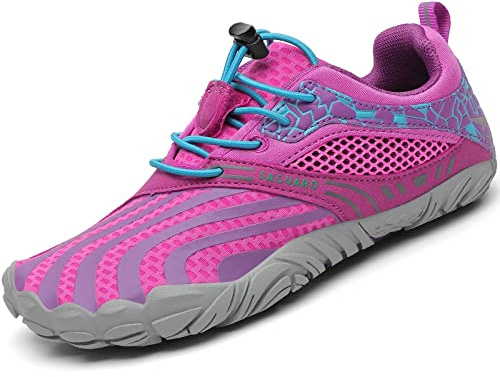 SAGUARO Barfotaskor barfota sneakers flickor andningsbara minimalistiska sneakers, 24–36 EU, Färg: rosa, 28 EU