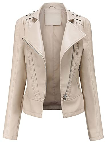 YFFUSHI Femme Blouson PU Biker Faux Leather Jacket Slim Fit Veste en Similicuir Elégante de Style Motard Zippé