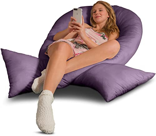 Traumreiter Seitenschläferkissen Visco XXL mit Bezug Baumwolle Flieder, Hybrid Kissen +1cm Memory Foam Schwangerschaftskissen U Form Gel Body Pillow Komfortkissen Ergonomie Zertifiziert