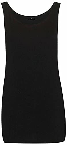 Womens Scoop Neck Sleeveless Ladies Long Stretch Plain Vest Strappy T-shirt Top