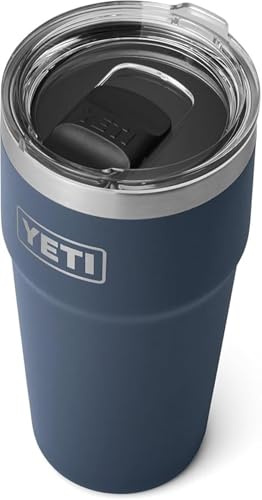 YETI Rambler 20 oz (591 ml) Stackable Cup mit abnehmbarem MagSlider-Deckel, Edelstahl-Thermobecher, Vakuumisoliert – Navy