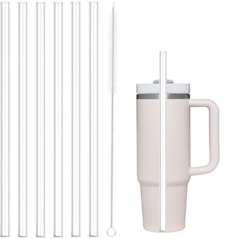 Cannucce di ricambio compatibili con tazza Stanley da 40 once e 30 once, 6 cannucce riutilizzabili e 1 spazzola per la pulizia, Tritan, trasparente