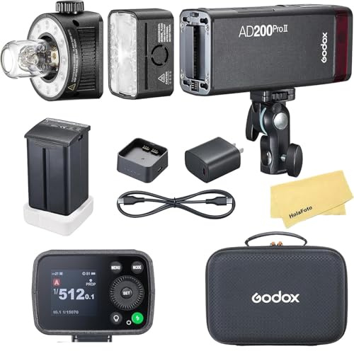 GODOX AD200 Pro II Godox AD200Pro II Godox AD200ProII 2.4G TTL Pocket Flash Strobe,500 Full Power Flashes,0.01-1.8s Recycling,2900mAh Battery for Canon Sony Nikon Fujifilm Olympus Panasonic Etc Camera