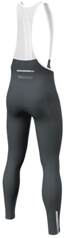 Lo.gas Pantaloni lunghi da ciclismo da uomo imbottiti con bretelle, pantaloni da ciclismo invernali elastici antivento traspiranti ad asciugatura rapida con tasche, grigio., XL