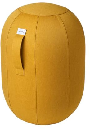 VLUV KAPSUL LEIV BALANCEKAPSEL, luftgefüllter Balancehocker, ergonomisch, LEIV Bezugsstoff, platzsparend, Universalgröße M-L, Mustard, mit Handpumpe