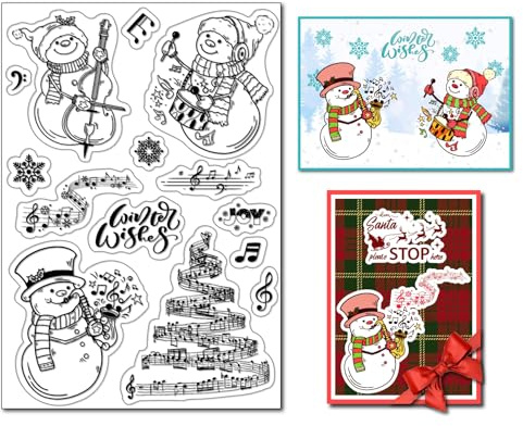 arriettycraft Jul snögubbe klara frimärken för korttillverkning musik not julgran gummistämplar snöflingor silikonstämplar stämpel stämplar för scrapbooking album papper hantverk dekoration