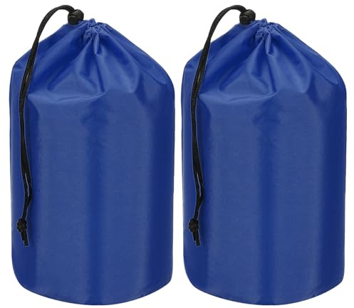 PATIKIL Saker säck, 2 st 23 x 43 cm vattentät utomhus förvaringsväska bärbar dragsko dammklaffväska lätt sovsäck för camping vandring resor, marinblå