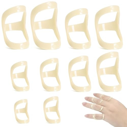 Guyode 10 stycken fingerskenor fingerkorrigering fingerskena långfinger fingerskydd finger skena plast vattentät används för tumme långfinger litet finger ringfinger (3–12)