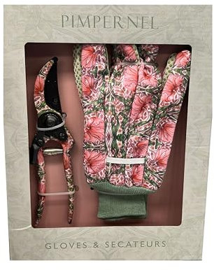 eBoutik - Juego de poda de jardín para mujer, mini tijeras de podar de trinquete 2 en 1, guantes de trabajo ligeros de alta resistencia, juego de jardinería al aire libre de regalo (rosa)