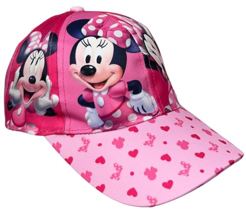 Cappello con Visiera Minnie Disney Berretto Estivo per Bambini Regolabile Protezione dai Raggi UV (IT, Numero, 54, 53, Bambina, Fucsia)