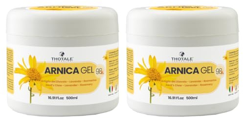 Arnica per cavalli uso umano e Artiglio del Diavolo 2 x 500 ml, Gel Extra Forte 98%, crema per massaggi a muscoli e articolazioni, effetto freddo, non irrita, non unge, Made in Italy