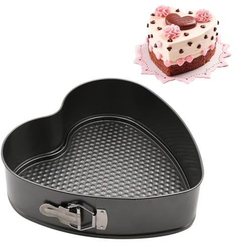 EUBSWA Teglia a forma di cuore, 19,5 x 17 x 6,5 cm, con rivestimento antiaderente per teglia, teglia da forno, stampi per torte, torte