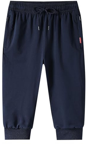 Pantalon Capri Sport Homme Décontracté Jogging 3/4 Respirant Entraînement Confortable Léger Mobilité Active (Blue, M)
