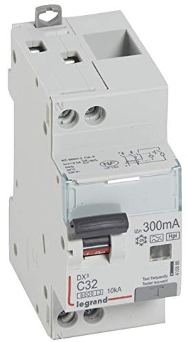 Legrand 410886 Disjoncteur différentiel monobloc DX³6000 10kA arrivée haute et départ bas à vis, U+N 230V, 32A typeF, 300mA