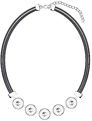 ANDANTE Leder Silber HALSKETTE für 5 Chunks Click-Buttons (44 cm) GRAU