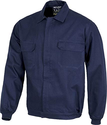 Work Team Cazadora con Cremallera de Metal Oculta y Dos Bolsos de Pecho con tapetas. 100% Algodón. Hombre Marino 58