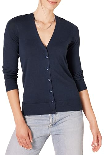 Amazon Essentials Damen Leichter Cardigan mit V-Ausschnitt (in Übergröße erhältlich), Marineblau, XXL Große Größen