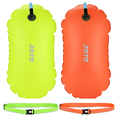 JOTO Bouée de Natation Swim Buoy Eau Libre, 【Lot de 2】 avec Ceinture Ajustable et Sangle, Entraînement en Toute Sécurité, à Haute Visibilité, pour Les Triathlètes, Kayakistes, Plongeurs en Apnée