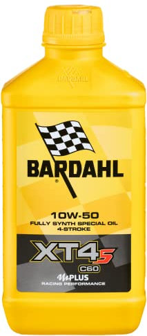 Bardahl - XT4-S C60 10W-50 - Olio 100% Sintetico per Moto 4 Tempi, Lubrificante Racing per Impiego Sportivo, per Massime Prestazioni, 1 L