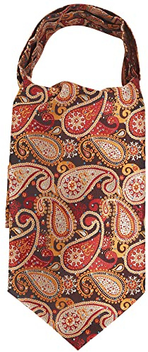 WANYING Uomo Cravatta Ascot Fazzoletto da Collo Cravatta Sciarpa Alta Qualità Retrò e Chic per Signore - Paisley Oro Rosso Nero