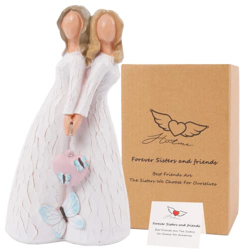 CHUANGLI Engel Figur - Freundschaft Schwestern Schutzengel, Beste Freunde, 16cm Handgemalte Schwestern Freunde Geschenke für Ewige Freundschaft