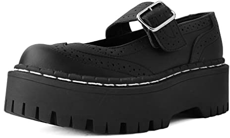 T.U.K. Double Decker Mary Jane - Chaussures pour Femmes - Couleur TUKskin Végétalien Noir - Taille EU37