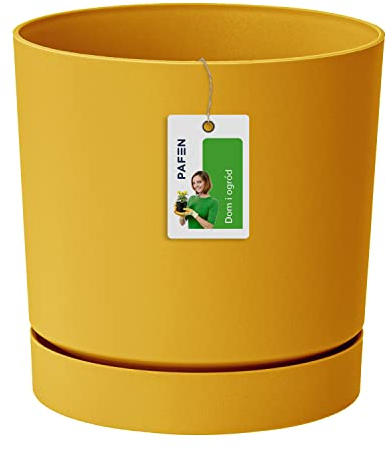 Prosperplast Cubierta del Sello Fleuri - 17.5 x Ø 18 cm - Maceta con Tubo de platillo Redondo P 3.2L, Amarillo, DPOP180