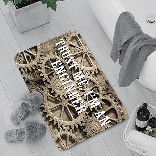 Badematte rutschfest, Badteppich für Badezimmer,Industrial Trust Me I 'm einen Ingenieur Neuheit-Spaß Lustiges Zitat Technik ModernIdea,Waschbar Badezimmerteppich für Wohnzimmer Schlafzimmer 60x100 cm