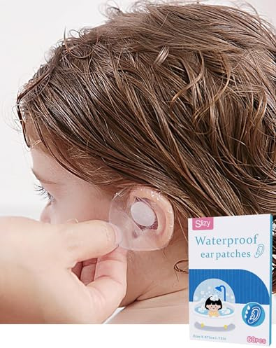 Slizy 60 Pieces of Children's Waterproof Ear Stickers,Disposable Baby Shower Ear Protection,Newborn earplugs,Silicone Gel Ear Muffs,Does not Leave Glue,not Easy to Allergies,for Swimming,Bathing