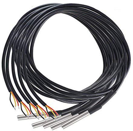 Hailege 5pcs Temperatursensor Temperaturfühler Edelstahl Paket Wasserdicht