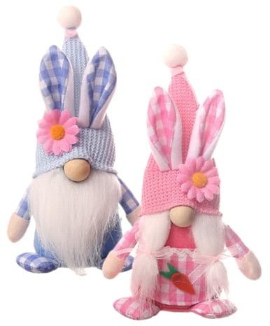 Cabilock Gnomi Pasquali 2 Pezzi Colorato, Bambole Orecchie da Coniglio, Ornamenti Pasquali Creativi e Versatili per Decorazioni Primaverili e Atmosfera