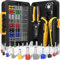 DxCRIMP Kit di crimpatura con puntali con puntali di 24 misure, pinze a cricchetto per AWG24-8, pinze a crimpare esagonali per elettricisti professionisti e fai da te, durevole e facile da usare con