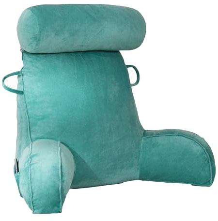 Almohada de lectura para la espalda, almohada lumbar para cama con soporte para cuello y brazos, cojín de algodón PP para adultos, sofá, silla, almohada de abrazo, desmontable, lavable, azul, 75 x 40
