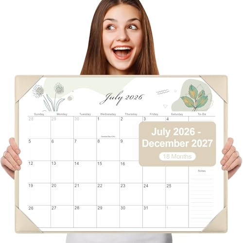 Desk Calendar 2026-2027 with Desktop Mat,22x17'' Large Desktop Pad Calendar