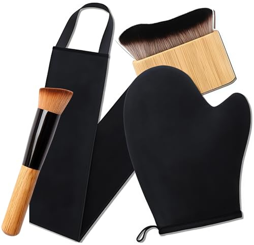 AstraGlam 4-in-1 Self Tanning Mitt Set, Fake Tan Mitt, Back Tanner Applicator, Tanning Brush for Body and Face, Lotion Applicator for Back, Self Tanner Brush and Glove