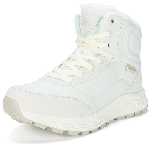CC-Los Winter Boots for Women Waterproof Snow Boots with Warm Faux Fur Lined,Non-Slip Ankle Booties for Outdoor Hiking, Walking, Cold Weather | White Size 6