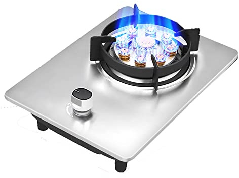 Fornello a gas integrato con bruciatore singolo, design compatto, FFD e supporti in ghisa per una cottura efficiente