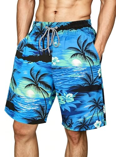 Gavliuu Men's Swim Trunks Hawaiian Board Shorts Quick Dry Mesh Lining,4XL