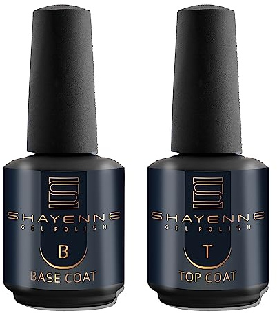 SHAYENNE Base Coat & Top Coat 15 ml – Unter- & Überlack für UV/LED – ohne Schwitzschicht, Klar & Hochglanz