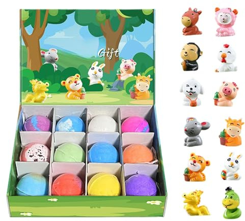 Palla da bagno per bambini, palla da bagno per bambini, 12 pezzi, fatta a mano biologica naturale, per compleanno, Halloween, Natale, ragazze, pelle secca
