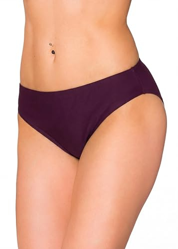 Aquarti Bikinihose Damen mit mittlerem Bund – Klassische Bikinihosen für Damen in Unifarben, Farbe: Pflaumen-Bordeaux, Größe: 42