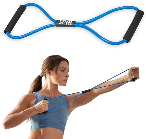 SPRI Ultra Toner Resistance Band Figure 8 Exercise Cord, Blue, Heavy