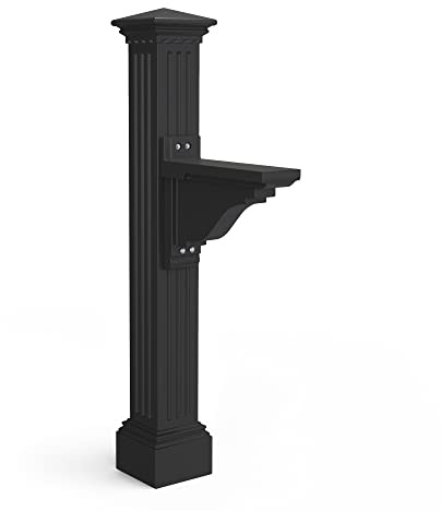 Mayne Manchester Single Arm Mail Post - Black - 26in L x 9in W x 58in H - Manchester Post & Arm, Hardware Kit (5852-B)