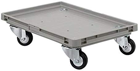 SSI Schäfer Kistenroller Transportroller – 200kg Traglast, Transporthilfe Rollbrett Fahrgestell Eurobox-Transport, Vollgummirollen - grau