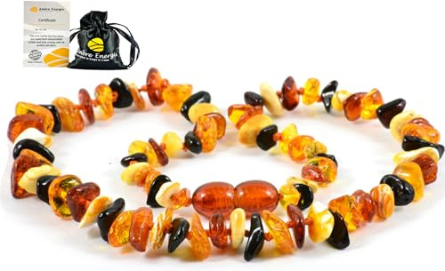 AmberJewellery Collar de Ambar 33cm. - Certificado Genuino Collar de Ámbar Báltico