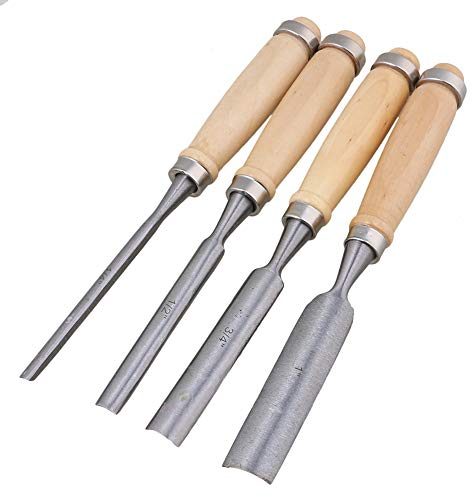 Mxfans Semicircle Wood Chisel Woodworking Carving Chisel Inner Edge Woodworking Gouge for Carpenter Wood Carving Hand Chisel Tool Pack of 4