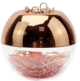 100 Stück 28 mm rotgoldene Büroklammern in runder Rotgold-Papierklammernspender Halter mit magnetischem Deckelring für Büro Schule Zuhause Organizer Zubehör Geschenkidee (Roségold-Stil)